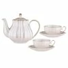 Ashdene Parisienne Pearl Teapot & 2 Teacup Set White