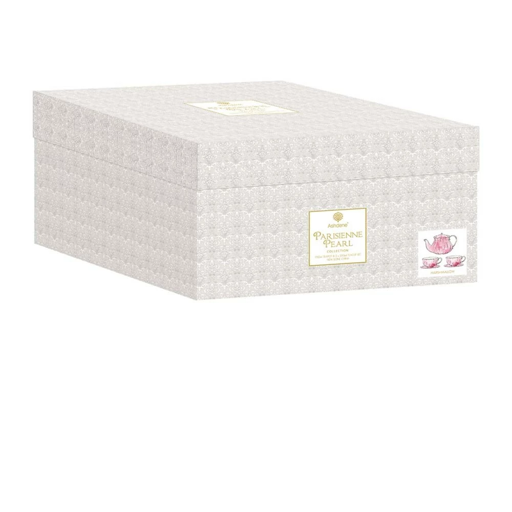 Ashdene Parisienne Pearl Teapot & 2 Teacup Set Marshmallow - Image 2