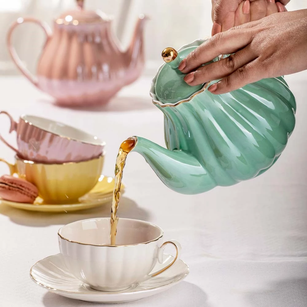 Ashdene Parisienne Pearl Teapot & 2 Teacup Set Marshmallow - Image 4