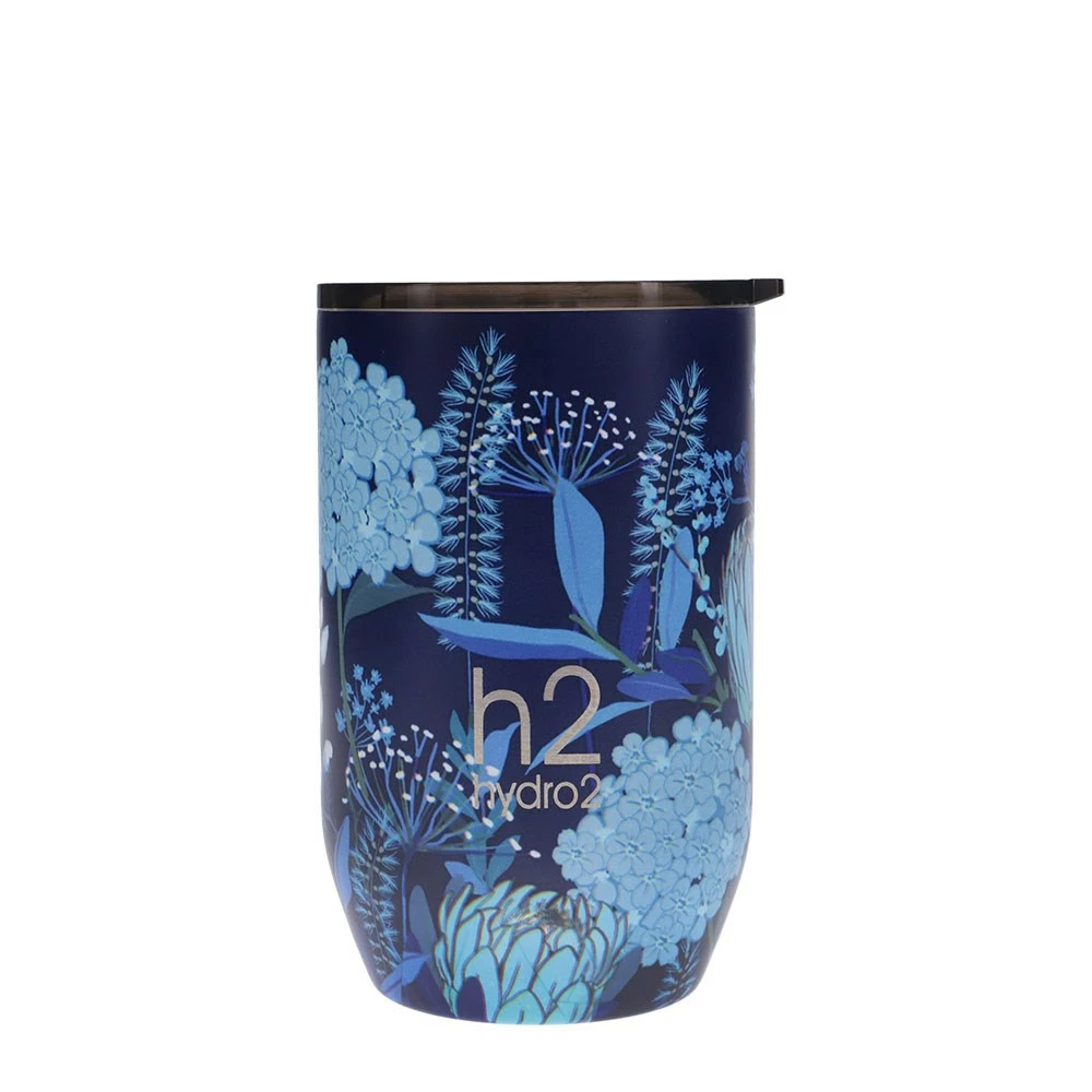 H2 Hydro2 Togo Double Wall Stainless Steel Coffee Cup 380ml Flower