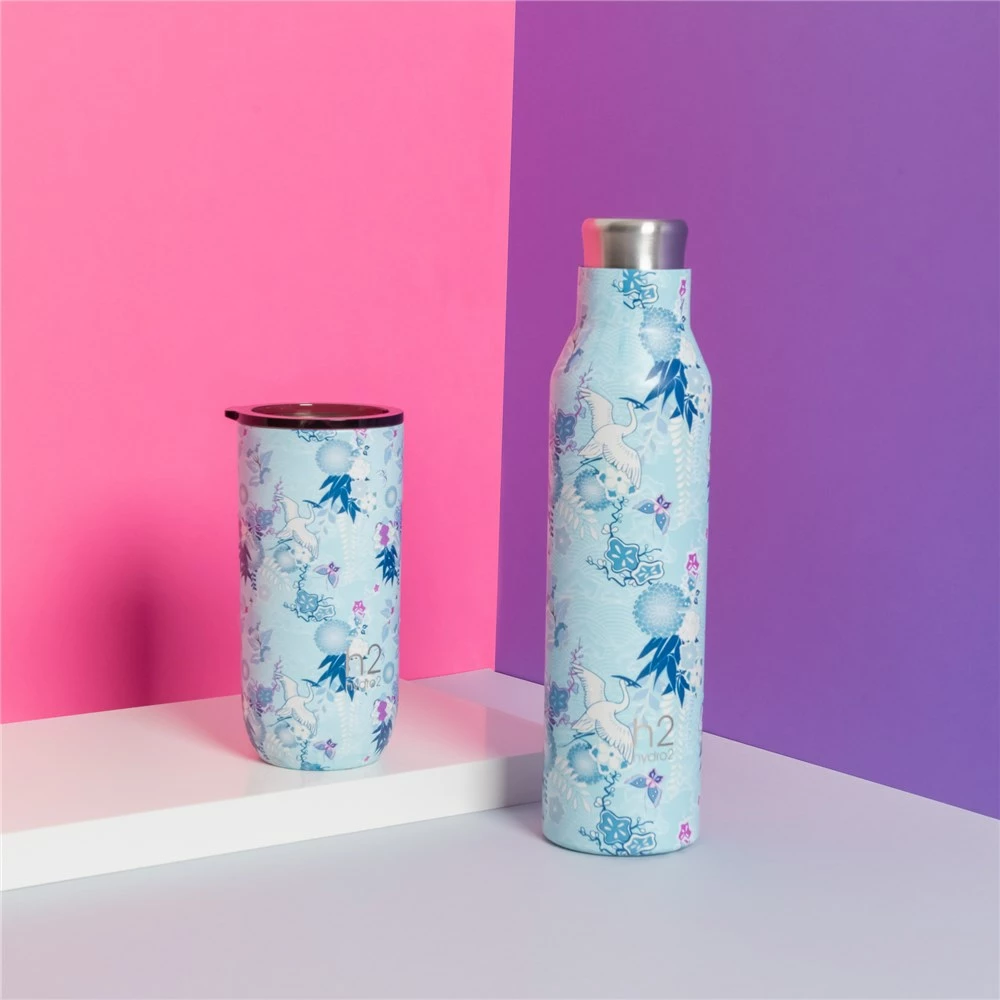 H2 Hydro2 Mizu II Stainless Steel Travel Mug 480ml Floral - Image 2