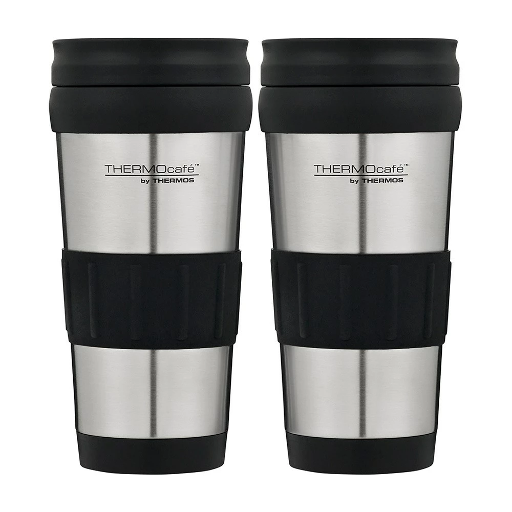 Thermos THERMOcafe Glass & Silicone Travel Tumbler 420ml 2 Pack