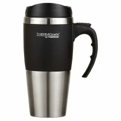 Thermos Stainless Steel Travel Mug Black Trim 450ml