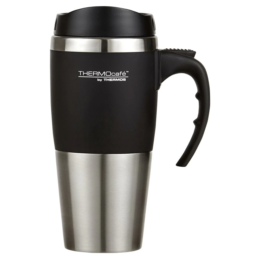 Thermos Stainless Steel Travel Mug Black Trim 450ml