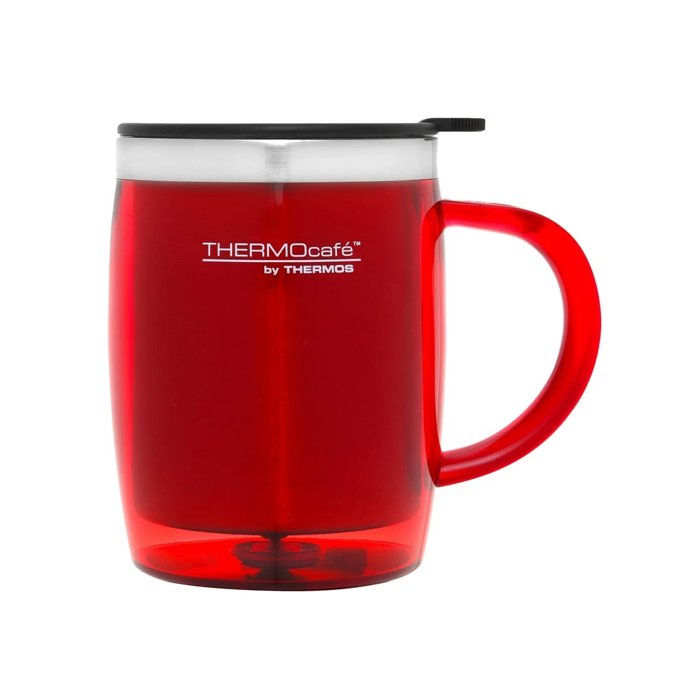 Thermos Stainless Steel Inner, Plastic Outer Desk Mug Red 450ml